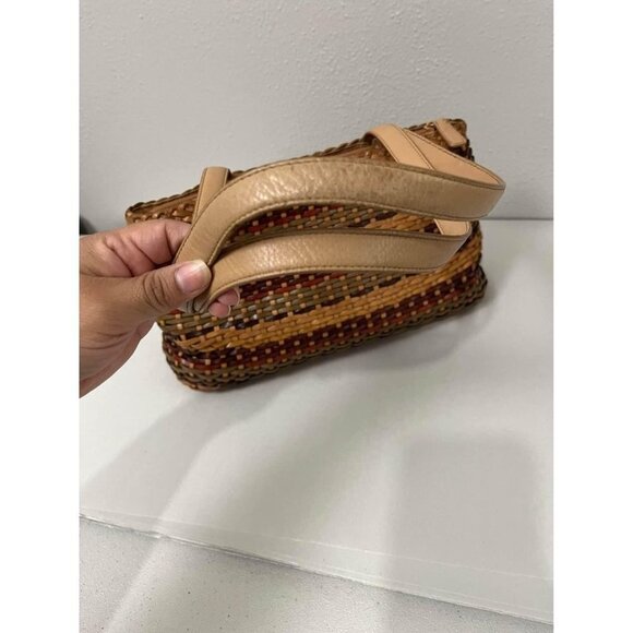 Vintage Fossil leather basket weave shoulder bag medium size - Picture 5 of 10